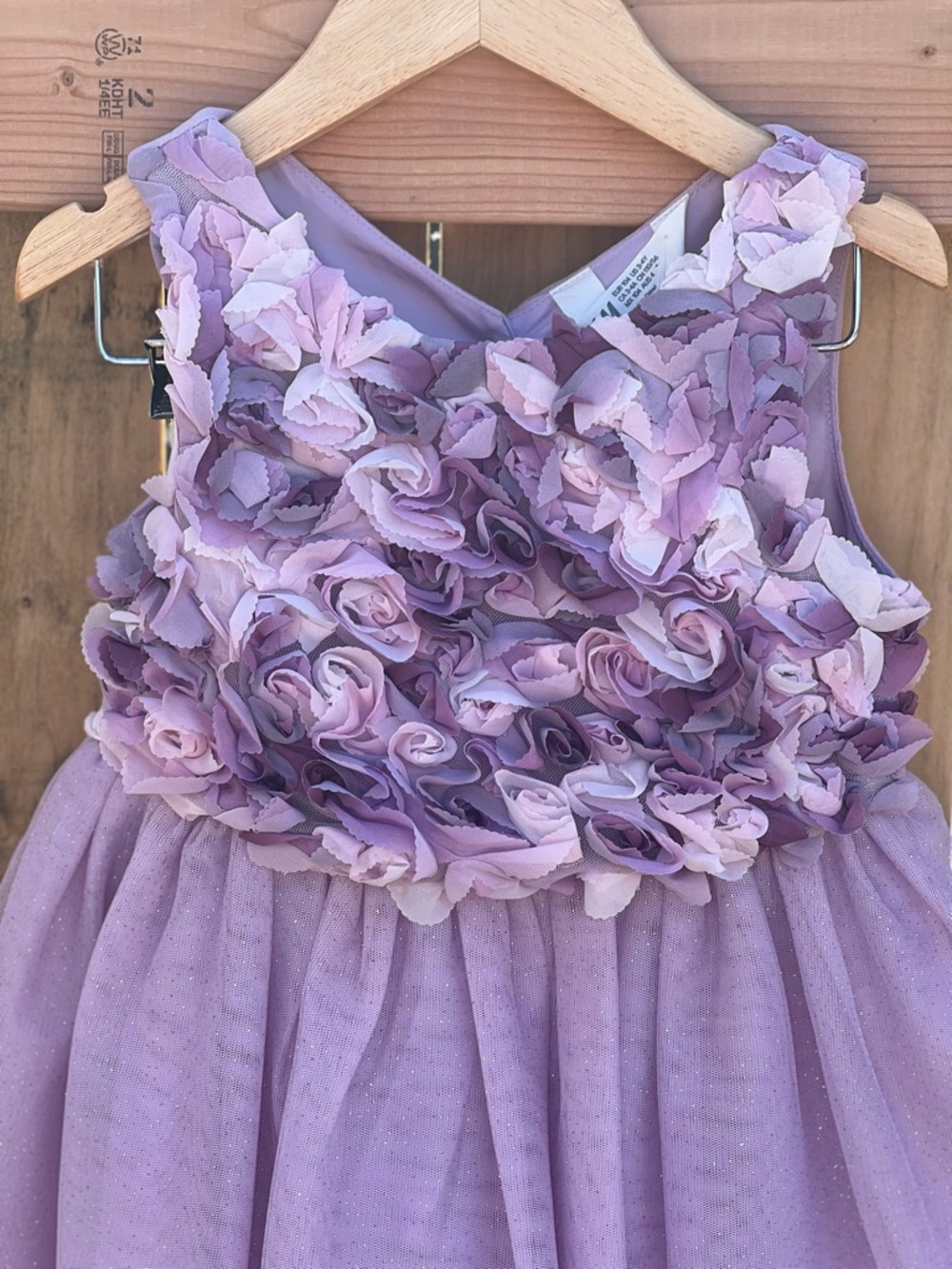 H&M tulle dress with a rosette-embellished bodice Lilac - Picture 4 of 8